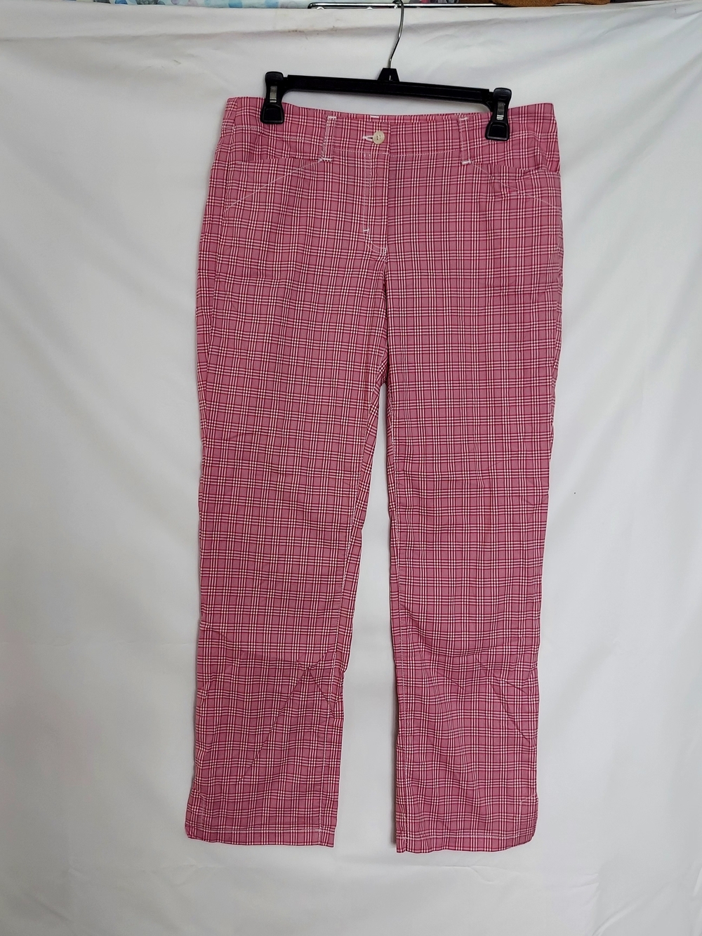 Pink Plaid Capris - Women